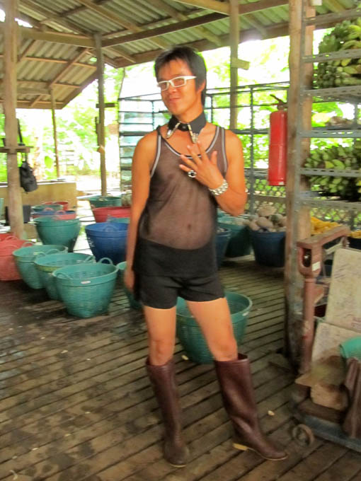 Chet featuring a fetching little work outfit.