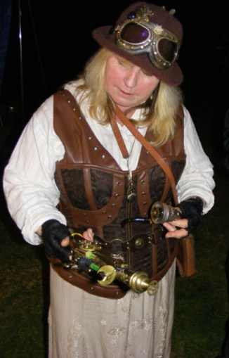 One's Steampunk regalia - and nerf gun. 