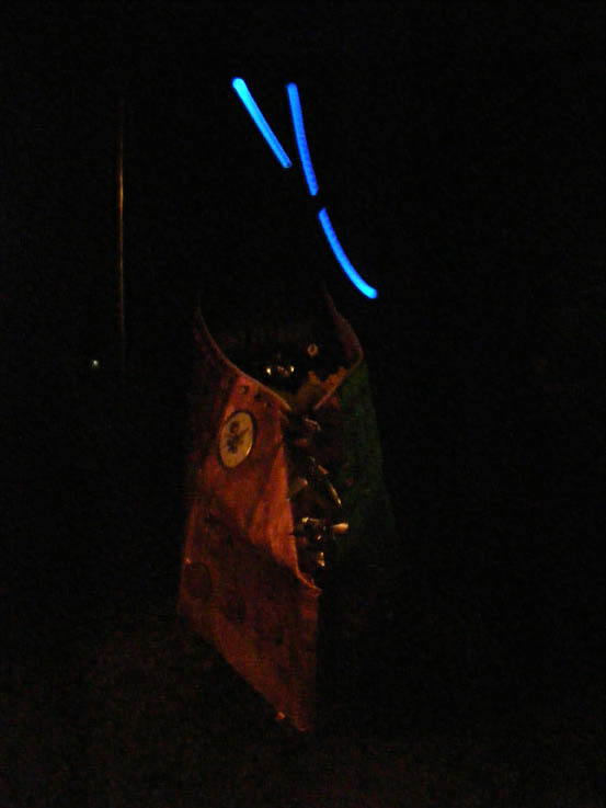 Poi - balls on strings that you swing around (hopefully in a graceful manner). That's them in the background...