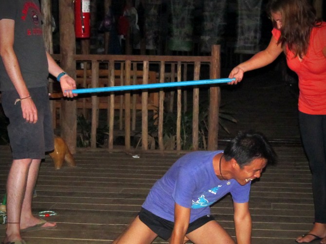 Chet, pole dancing at the birthday party...