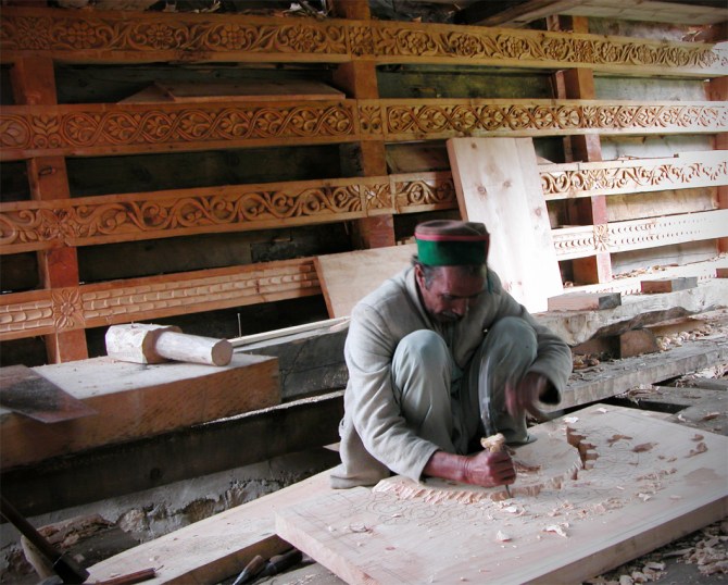 Carver at the Devi Temple construction site. 