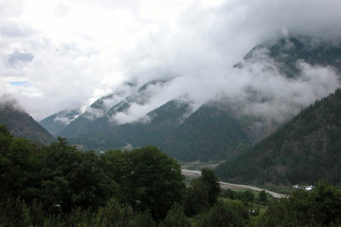 Looking up the wild and beautiful Sangla Valley.